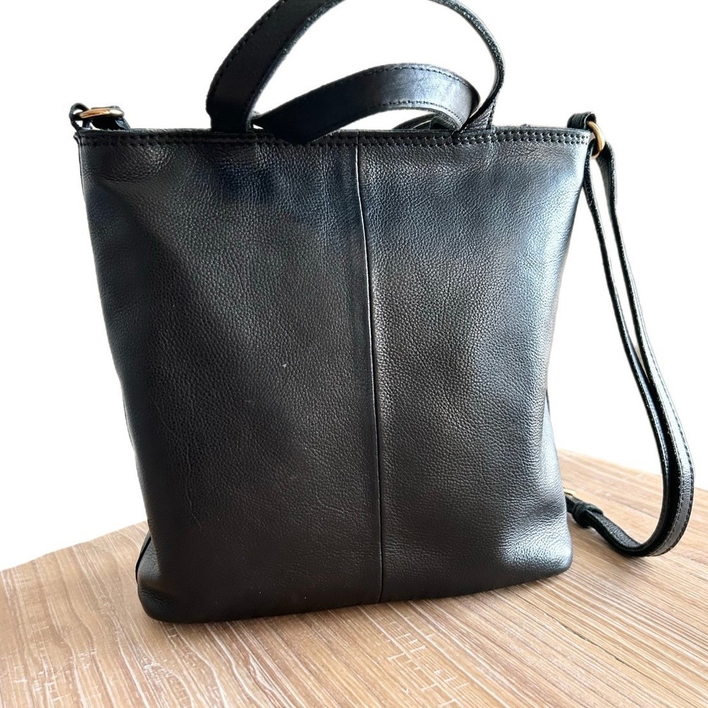 Margot New York Anna Black Pebbled Leather Handle/Crossbody Bag Tote Zip Top - Picture 2 of 8
